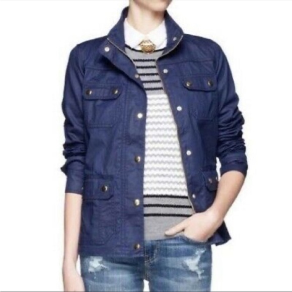 J.Crew | Relaxed Boyfriend Field Utility Jacket navy gold women’s Small - Picture 2 of 8